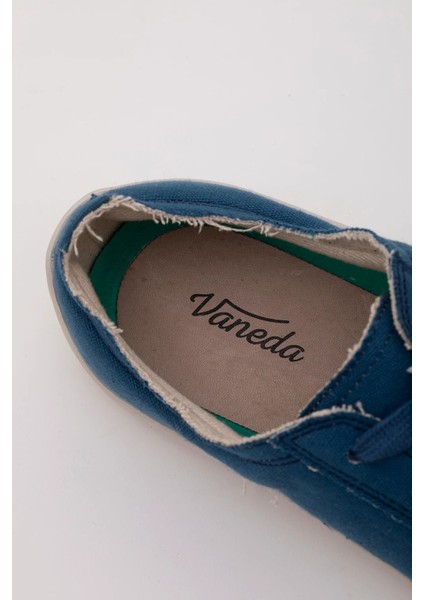 V-Barefoot Comfort Keten Erkek Ayakkabı Indigo Mavi 1383