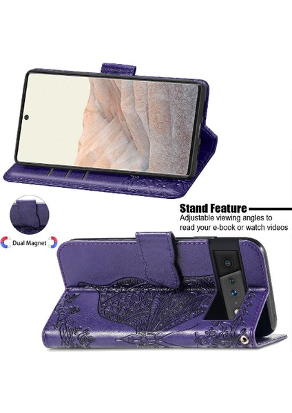 Google Pixel 6 Pro Cüzdan Kanat Iş Çok Renkli Kelebek Için Kılıf (Yurt Dışından)