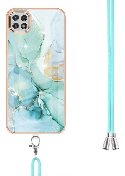 Samsung Galaxy A22 5g Crossbody Kordon Askısı Mermer Anti-Scratch Için Kılıf (Yurt Dışından)