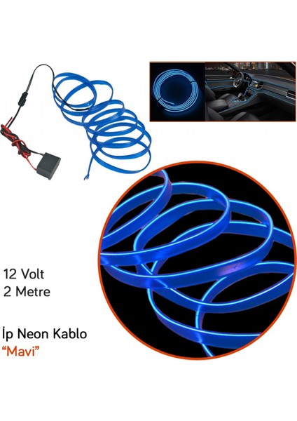 12V Ip Neon Araç Içi Torpido Ledi Mavi 2 mt BR4327557