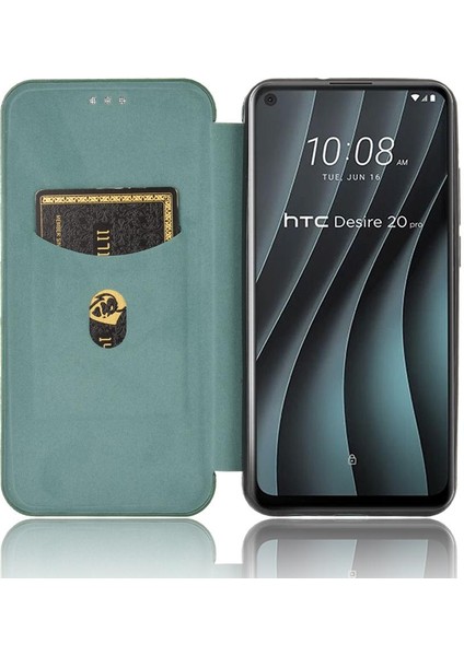 Htc Desire 21 Pro Için Kılıf Tam Koruma Kartı Ekleme Manyetik Fiber (Yurt Dışından)