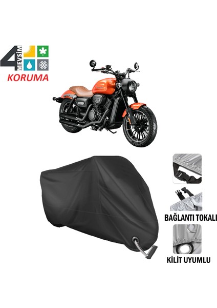 Musatti MILANIO-250 Branda Motosiklet Brandası Bağlantı,kilit Uyumlu Siyah
