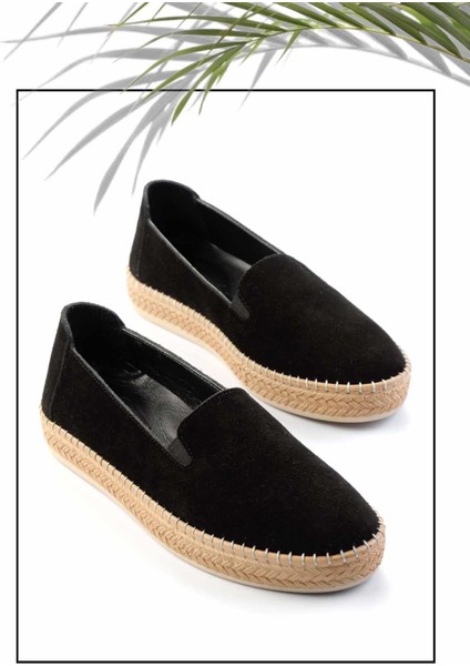 Siyah Süet Deri Kadın Espadril K01281020002