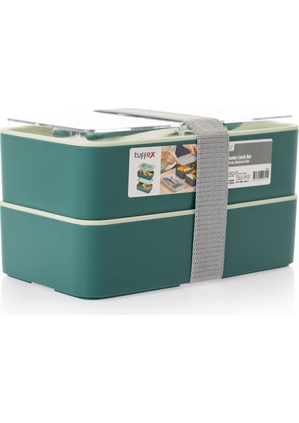 Pratik Yemek ve Saklama Kabı Seti - Dörtgen Su Yeşili modelleri