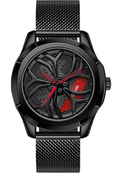 1065 3D Hollow Whe Kadran Saat Örgü Kemer Kırmızı (Yurt Dışından)