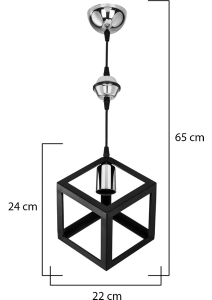 Küp Siyah Küre Krom Avize