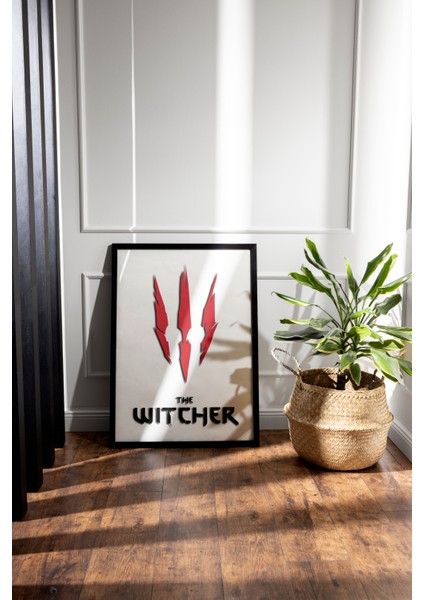 Witcher Oyun Pençe Özel Tasarım Dekoratif Çerçeveli Kabartmalı Çift Kat Ahşap Lazer Kesim Tablo