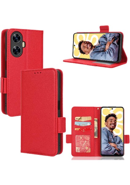 Realme C55 Yan Toka Manyetik Kart Yuvaları Tutucu Pu Deri Için Kılıf (Yurt Dışından) modelleri
