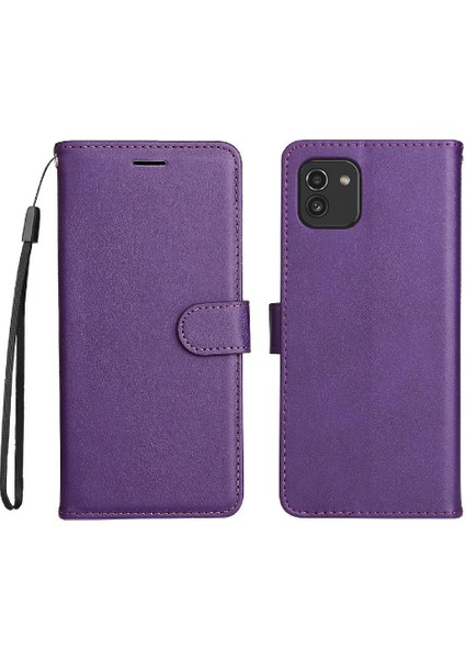 Samsung Galaxy A03 Yüksek Kalite Deri Klasik Düz Renk Için Flip Case (Yurt Dışından)