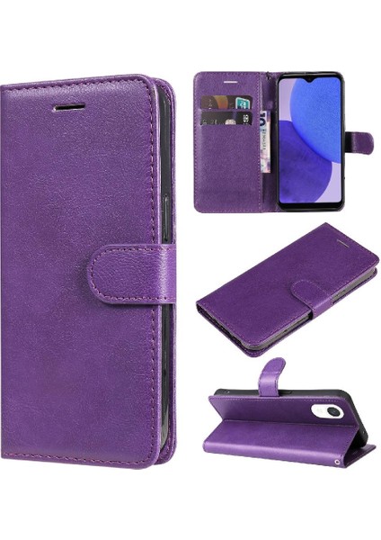 Samsung Galaxy A23E Klasik Katı Renk Için Flip Case Kart Yuvası ile Yüksek (Yurt Dışından) indirimleri