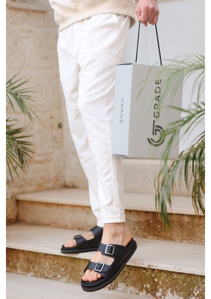 Hakiki Deri Kemer Toka Detaylı Ortopedik Eva Taban Erkek Terlik