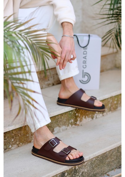 Hakiki Deri Kemer Toka Detaylı Ortopedik Eva Taban Erkek Terlik fiyatları