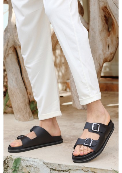 Hakiki Deri Kemer Toka Detaylı Ortopedik Eva Taban Erkek Terlik fırsatları