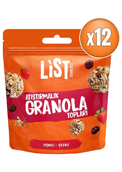 Vişneli Çilekli Granola Topları 12 x 30 G