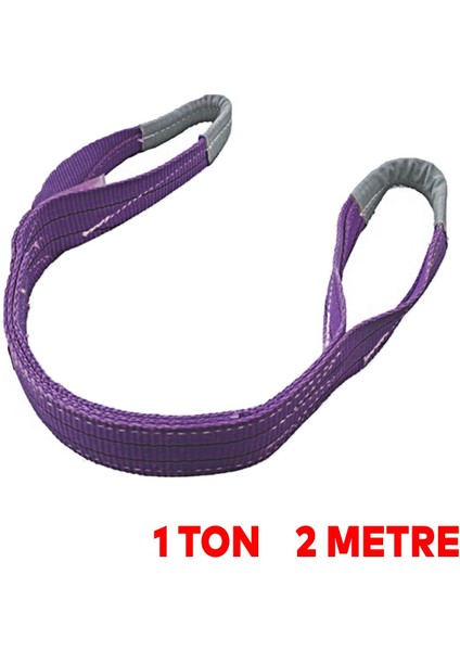 Sapan Polyester Spanzet 1 Ton 2 Metre Mor Sağlam Yük Kaldırma Taşıma İndirme Halat