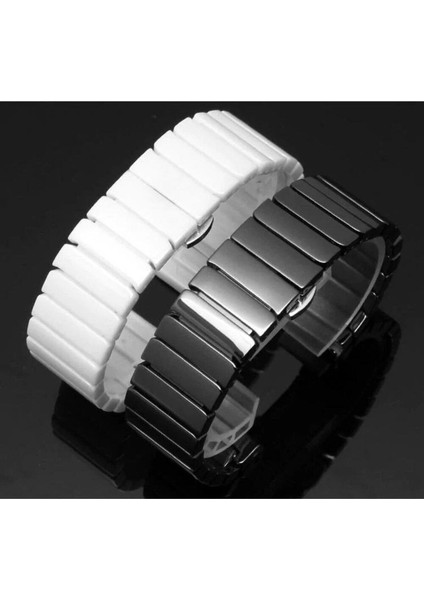 Amazfit Gtr 42 mm (20 Mm) Uyumlu Kordon Paslanmaz Seramik Baklalı Metal Kayış, Siyah modelleri
