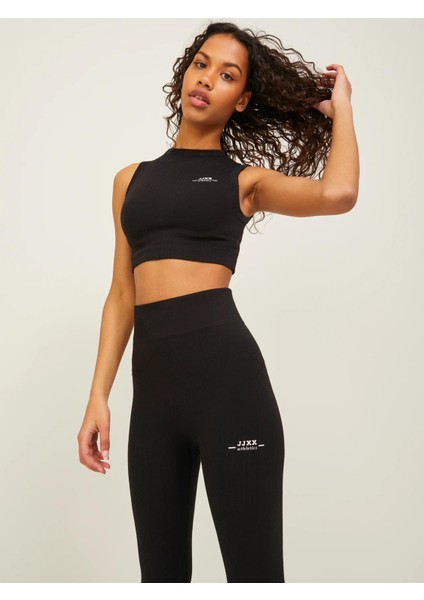 Jack&jones Jjxx 12219893 Kendınden Cuzgulu 0 Yaka Kolsuz Crop Tshırt