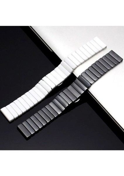 Amazfit Gtr/ Gtr 2/ Gtr 2e 47 mm (22MM) Uyumlu Kordon Paslanmaz Seramik Baklalı Metal Kayış, Beyaz fiyatları