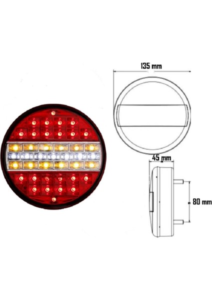 6 Adet Hamburger Ledli Stop Lamba 4 Fonksiyonlu 12V.