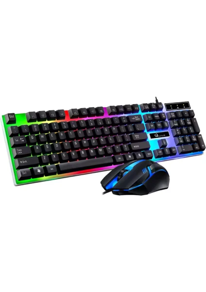 Kls-01 2'li Set Oyuncu Klavye Mouse Fare Seti Rgb Oyuncu Klavye Mekanik Hisli Siyah Dizüstü Pc