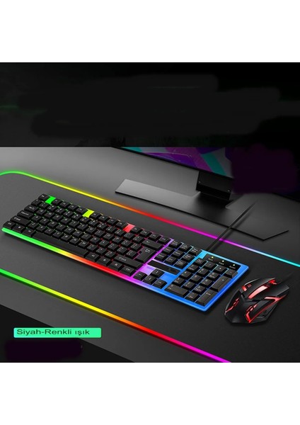 Kls-01 2'li Set Oyuncu Klavye Mouse Fare Seti Rgb Oyuncu Klavye Mekanik Hisli Siyah Dizüstü Pc