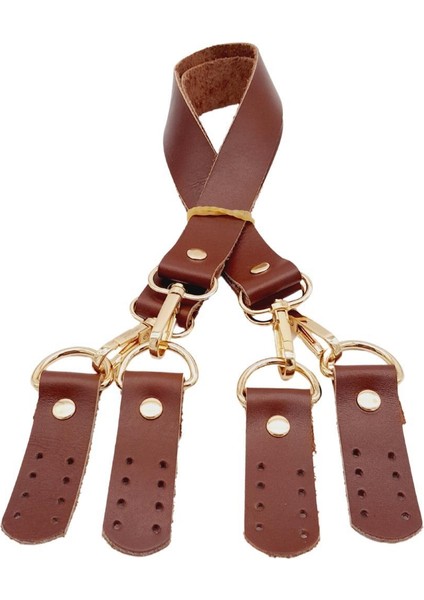 Gerçek Deri 55 cm Misu Model Çift Sap Kızıl Kahve Renk Light Gold Metal fiyatları