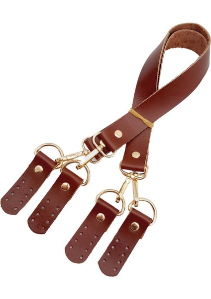 Gerçek Deri 55 cm Misu Model Çift Sap Kızıl Kahve Renk Light Gold Metal modelleri