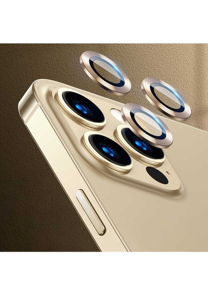 Megafox Teknoloji Apple iPhone 13 Pro Uyumlu Cl-04 Kamera Lens Koruyucu, Gold