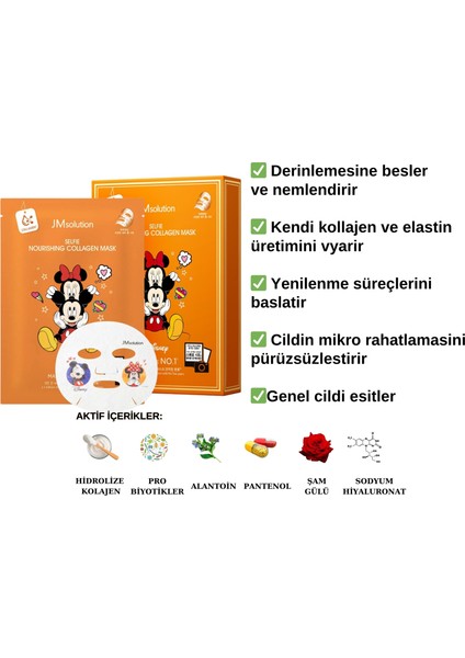 Jm Solution Jmsolution Disney Koleksiyonu Selfie Besleyici Kollajen Maske 1paket (10 Adet)