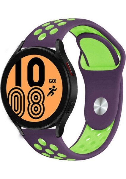 Amazfit Gtr Uyumlu Kordon Silikon Nike Delikli Spor Yumuşak Kayış, Mor-Yeşil