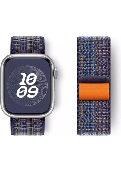 Apple Watch Uyumlu Kordon Hasır Örgü Spor Nike Kayış, Mavi