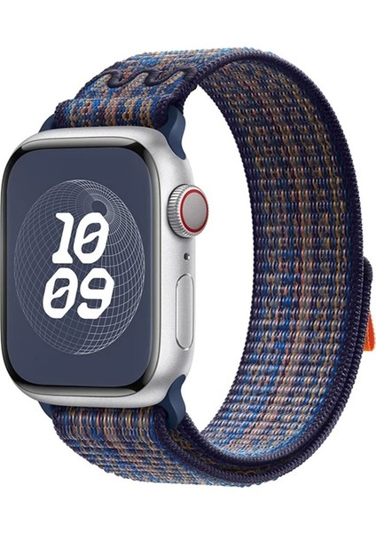 Apple Watch Uyumlu Kordon Hasır Örgü Spor Nike Kayış, Mavi