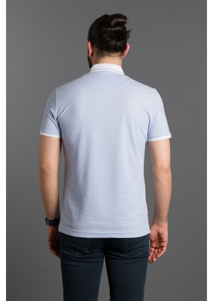 Erkek Mavi Fermuarlı Polo Yaka T-Shirt indirimleri