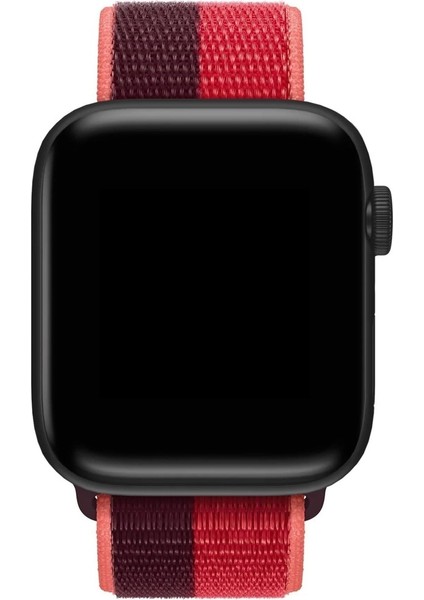 Apple Watch Uyumlu Kordon Hasır Örgü Işlemeli Spor Loop Kayış, Plum Purpl