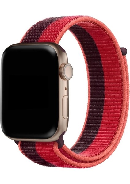 Apple Watch Uyumlu Kordon Hasır Örgü Işlemeli Spor Loop Kayış, Plum Purpl
