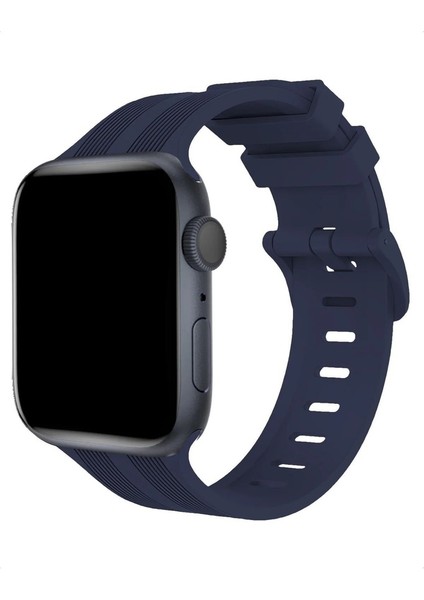 Apple Watch 2/3/4/5/6/7/8/9/se Ultra 42-44-45-49 mm Uyumlu Kordon Silikon Yumuşak Spor Kayış, Lacivert