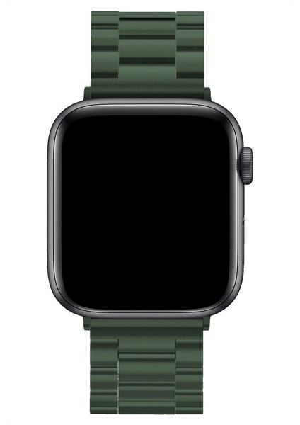 Apple Watch 2/3/4/5/6/7/8/9/se Ultra 42-44-45-49MM Uyumlu Kordon Paslanmaz Metal Bakla Kayış, Koyu Yeş