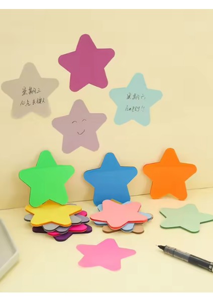 Şeffaf Renkli Postit Yapışkan Post-It Not Kağıdı Yıldıznot 11