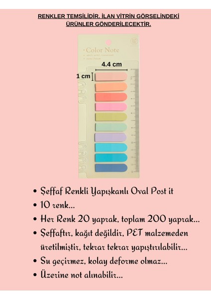 Şeffaf Renkli Postit Yapışkan Not Kağıdı Oval Post-It Yıldız Denizi