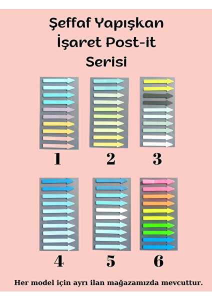 Şeffaf Renkli Postit Yapışkan Not Kağıdı Işaret Post-It 3