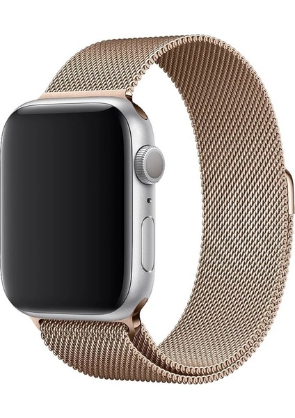 Apple Watch Uyumlu Kordon Hasır Metal Mıknatıs Kayış, Rose Gol fiyatları