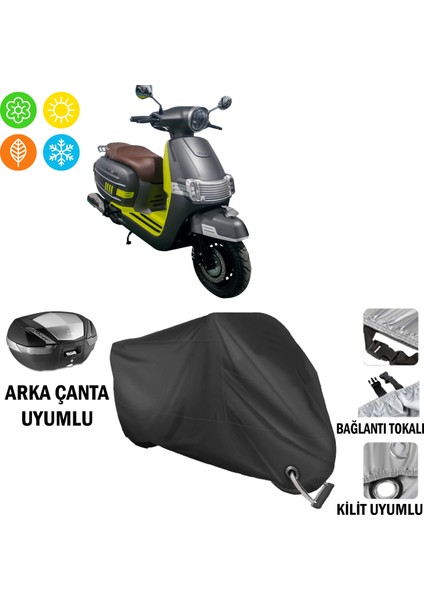 Musatti Lemuzin 125 Motosiklet Brandası Arka Çanta Bağlantı,kilit Uyumlu Siyah