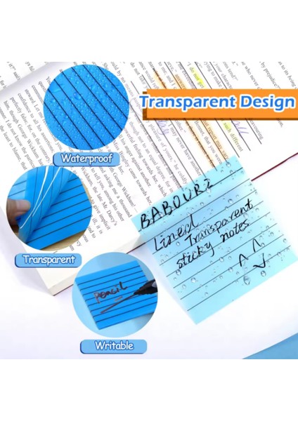 Şeffaf Renkli Postit Yapışkan Post-It Not Kağıdı Çizgili Karenot Sarı