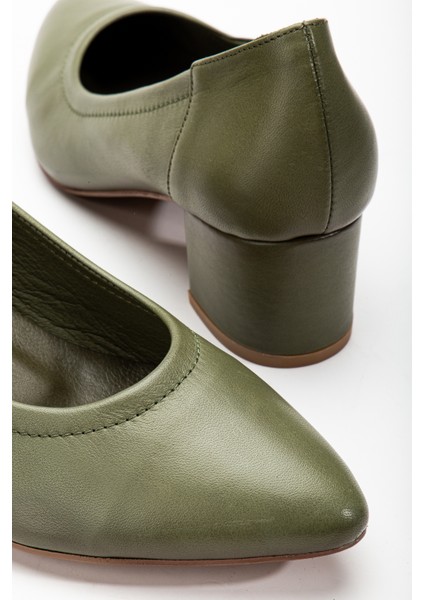 Kadın Deri Klasik Topuklu Ayakkabı 2618 Klasik Haki 39 fırsatları