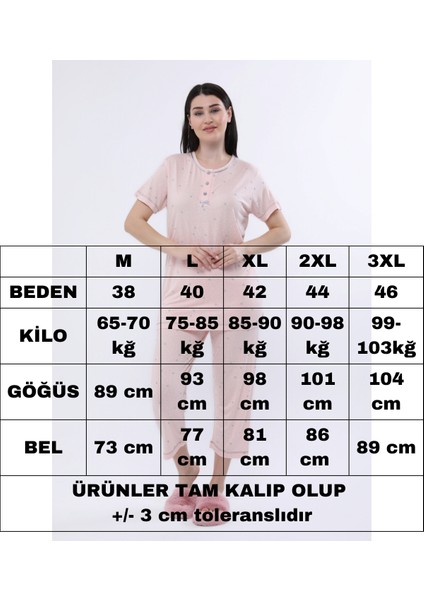 Kadın Pijama Somon Bambu Kumaş Kısakol Dantel Yaka Bermuda Kalpli Puantiyeli 5505