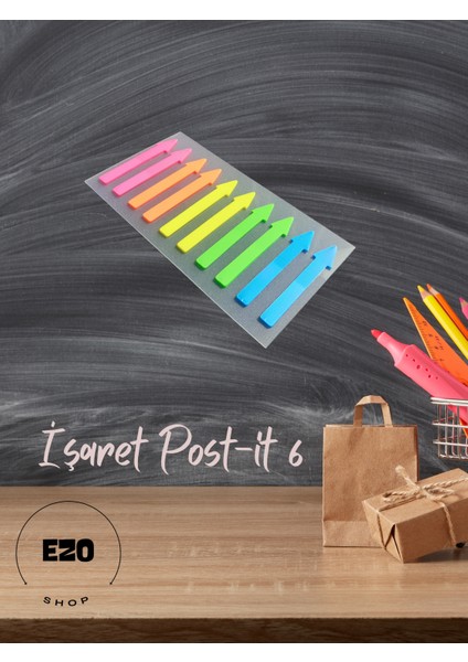 Şeffaf Renkli Postit Yapışkan Not Kağıdı Işaret Post-It 6