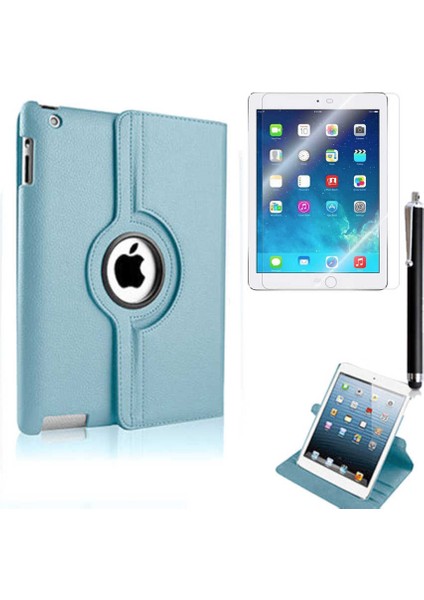 Apple iPad Mini 1/2/3 Uyumlu Tablet KILIFI360 Dönebilen Standlı Katlanabilir Kılıf, Mavi