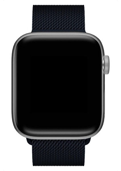 Apple Watch 2/3/4/5/6/7/8/9/se Ultra 42-44-45-49 mm Uyumlu Kordon Hasır Metal Mıknatıs Kayış, Midnight