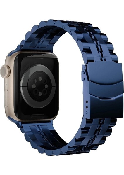 Apple Watch 3/4/5/6/7/8/9 Se Ultra 42-44-45-49MM Uyumlu Kordon Paslanmaz Metal Geçmeli Kayış, Lacivert fırsatları