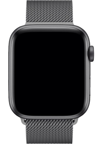 Apple Watch Uyumlu Kordon Klasik Hasır Metal Mıknatıslı Kayış, Koyu Gri modelleri